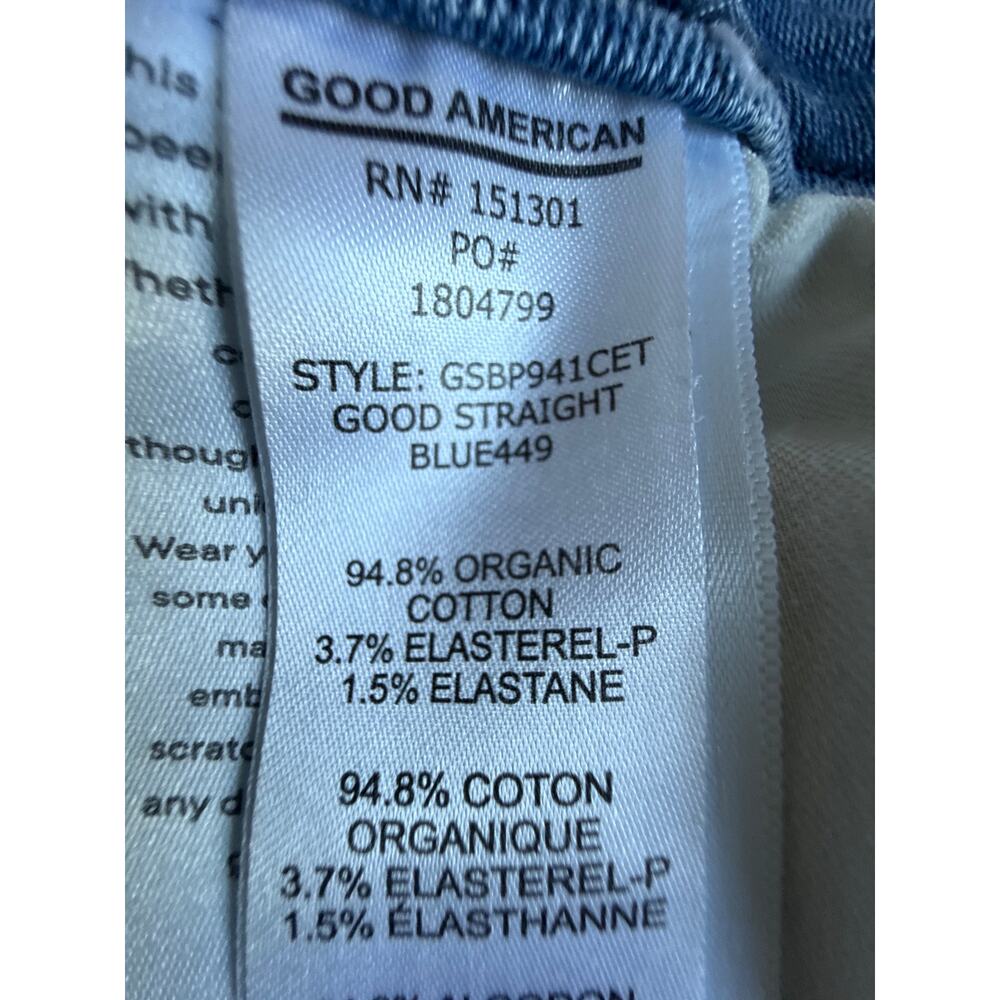 Good American Good Straight High Rise Jeans Women’s Size 12/31 Raw Hem *EUC - Picture 9 of 10